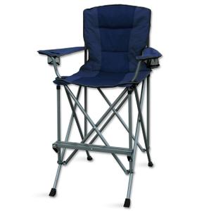 Extra Tall Folding Chairs for Adults 330lbs, Portable Bar Height Foldable Director Chairs for Camping Outside, Comfortable with High Back and Footrest, Blue