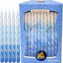 Ner Mitzvah Hanukkah Candles, Blue and White Spiral Dripless Chanukah Candle, Premium Quality Wax, 45 Candles for All 8 Nights (1 Pack)