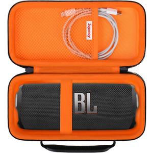 Hard Carrying Case for JBL Flip 7/6 / 5 Portable Bluetooth Speaker, Storage Holder Travel Bag with Mesh Pocket for USB Cable, Very Suitable for Home, Outdoor, and Travel, Black