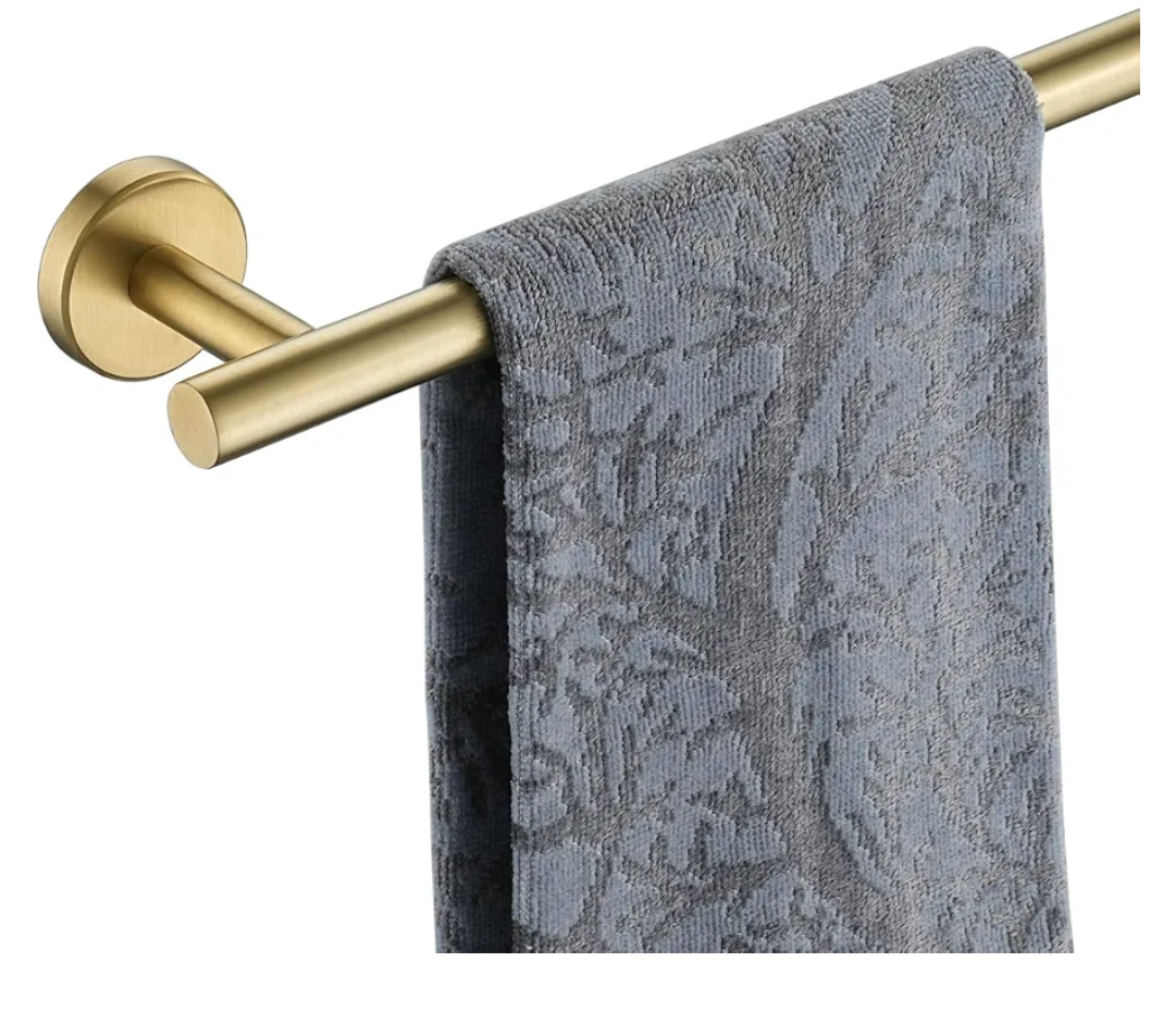 JQK Bath Towel Bar, 27 Inch Brushed Light Gold Towel Rack Bathroom, 304 Stainless Steel Thicken 0.8mm Towel Holder Wall Mount, Useable Length 24 Inch, TB110L24-BG