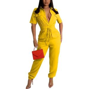 ZonJie Sexy Jumpsuits for Women Summer Plus Size Short Sleeve Party Rompers Dressy Club Wide Leg Long Pants Size XL