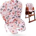 High Chair Pad, Cover and Seat Cushion - Light, Breathable, Soft and Comfortable With Cute Pink Letter Pattern - Suitable for Most Baby Dining Chairs