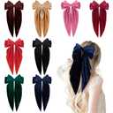 VOBOBE 8PCS Big Velvet Hair Bows for Women Girls 8 Inch Layered Bows Barrette Hair Clip Hair Accessories