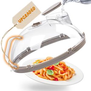 Microwave Splatter Cover for Food, Upgraded Microwave Cover with Water Steamer, Integrated Handle, Plate Covers, Splatter Guard, Cookware Lid, House Essentials for Gift, 10 Inch