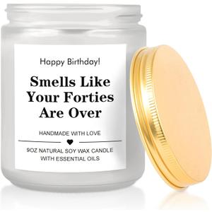 50th Birthday Candles for Her Him, Funny 50th Birthday Decorations for Women & Men, Handmade Lavender Scented Soy Wax Candle for Mom, Dad, Friend, Sister, Wife, Husband, 9oz