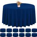 12 Pack Round Tablecloths - 120 Inch, Navy Blue Polyester Table Cover for Round Table, Stain and Wrinkle Resistant Washable Fabric Tablecloth, Polyester Tablecloth for Wedding Banquet Parties