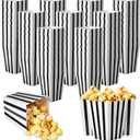 Meanplan 200 Pcs Popcorn Boxes Mini Paper Popcorn Holder Cardboard Snack Container for Party Disposable Snack Bags for Birthday Wedding Movie Theater Carnival, 2.2 x 4.2 x 3 In(White Black,Stripe)