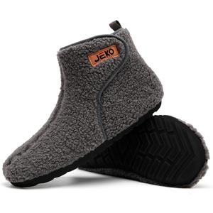 UUBARIS Bootie Slippers for Women Men Furry Warm House Sock Shoes For Indoor Outdoor Travel (6.5-7.5 Women/5.5-6.5 Men, Grey)