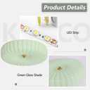 KCO Lighting Nordic Green Glass Flush Mount Ceiling Light Vintage Round Semi Flush Mount Ceiling Light Fixture Mid Century Modern Bathroom Overhead Light LED Ceiling Lights