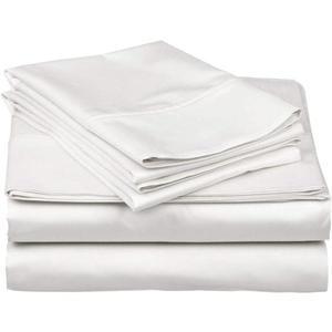 ARlinen 100% Cotton Waterbed Sheet Set with Attached Top and Bottom  Queen Size, Deep Pocket Fits Up to 15", White Solid