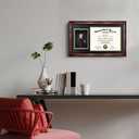 GraduationMall 11x19 Cherry Diploma and Photo Frame for 8.5x11 Certificate,5x7 Picture,Tempered Glass,Black over Gold Double Mat