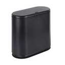 IEEK Plastic Trash Can with Press Top Lid,3.2 Gallon /12 Liter Garbage Can,Black Modern Waste Basket Thin Trash Cans for Bathroom,Kitchen,Living Room,Office and Narrow Spaces