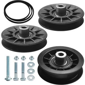 2 Pack 532194326 V-Groove Idler Pulley & 532194327 Idler Pulley & 532130969 Belt for Husqvarna Riding Lawn Mowers 280-6630, 194327, 194326, LGT 2654, YTH 1542 XPT, YTH 20 K 46, YTH 2348, YTH 2454