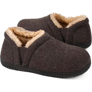 Zizor Men's Comfy Caterpillar Slippers Indoor Outdoor House Shoes, Warm Soft Knit Upper Fuzzy Fleece Lined Memory Foam Sole with Hard Bottom (Brown)