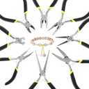 Mini Pliers Set, 8pcs Long Nose Pliers with Comfort Grip Handles for Making Crafts, Electronic Repairing & Jewelry, Multi Purpose Jewelry Making Tools, DIY Nippers Repair Tool Kit