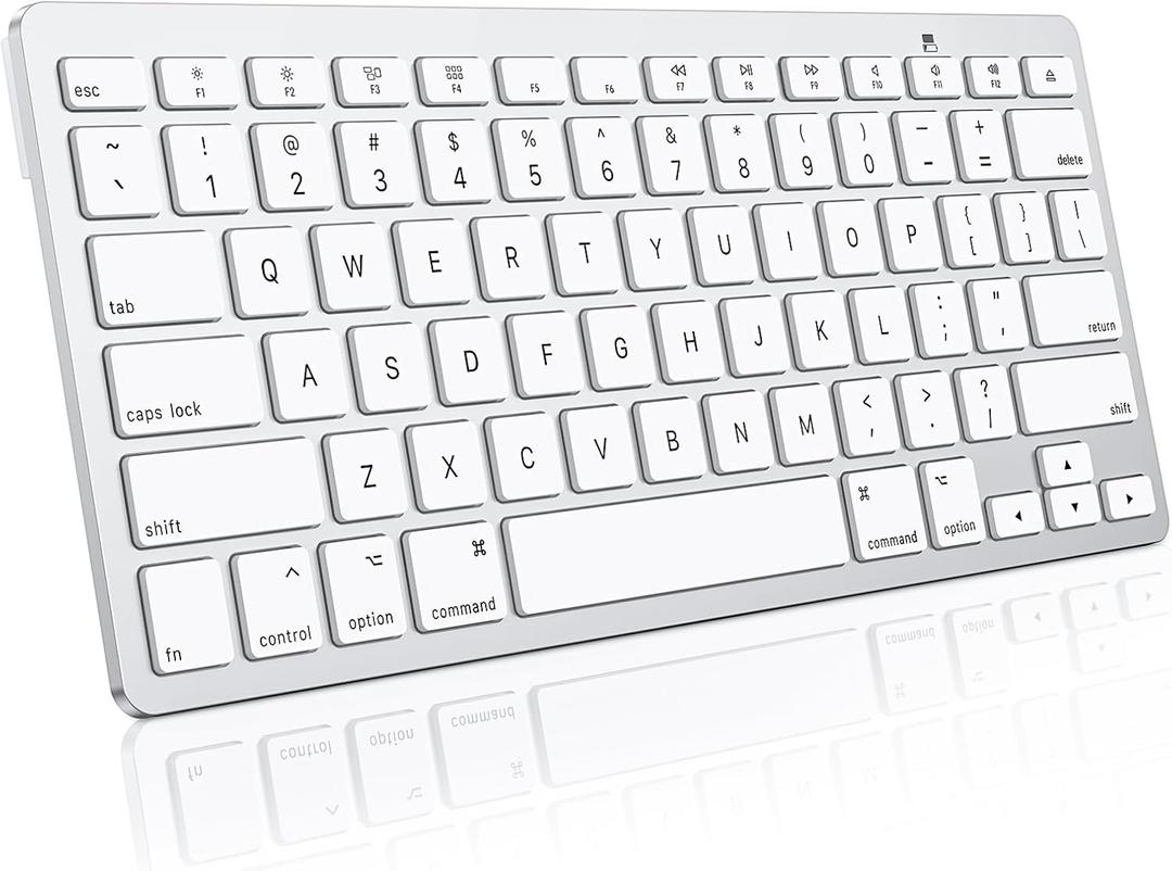OMOTON Wireless Keyboard for Mac, Keyboard for Mac, Stable Bluetooth & Ultra-Slim Portable, Ergonomic Design, Compatible with MacBook Pro/Air/iMac, Silverwhite
