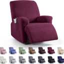 KinCam Recliner Covers, Stretch Reclining Chair Covers, Recliner Sofa Slipcovers Stripe Jacquard Recliner Couch Covers Furniture Protector Covers for Pet Kid (1 Seater, Burgundy)