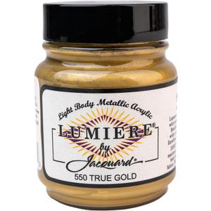 Jacquard Lumiere 2.25oz Fabric Paint True Gold - Metallic Paint for Fabric, Leather, Canvas, Paper and Wood - Light-bodied Metallic Acrylic Paint - Lightfast & Vibrant Metallic Acrylic Paints