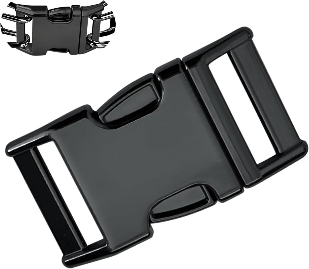 Dog Collar Buckle, Fastener Stainless Steel Buckle for Small Medium Large Dogs Collar Steel Chrome Plated (L:3.5-4.0mm, Black)