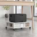 Zonon 2 Tier Printer Stand Under Desk with Wheels, Open Shelf Style, White