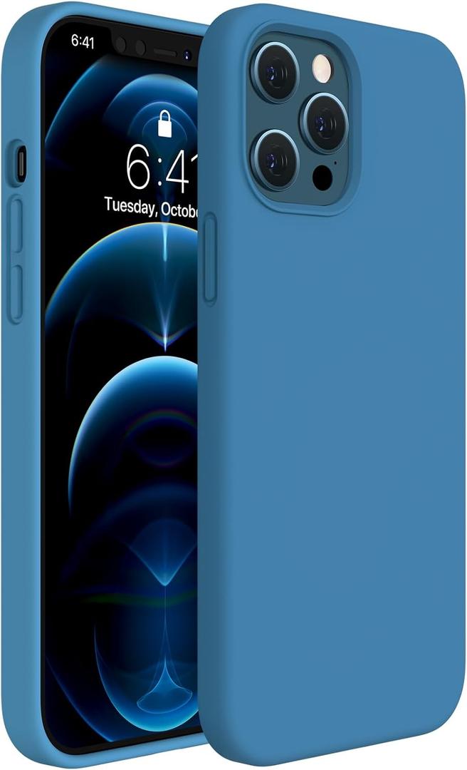 Miracase Compatible with iPhone 12 Pro Max Case, [Soft Anti-Scratch Microfiber Lining], Liquid Silicone Case Gel Rubber Shockproof Drop Protection Phone Case for 12 Pro Max, Capri Blue