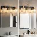 Modern Bathroom Vanity Light 3-Lights Black Gold Crystal Bathroom Wall Light Vanity Light Fixtures20.47-inch Modern Minimalist Design