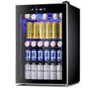 COWSAR Beverage Refrigerator, 145 Can Mini Fridge Glass Door for Soda Beer, ETL Approved Stainless Steel Fridge with Temperature Display, LED Light for Home, Office, Bar, 4.5 cu.ft (Black)