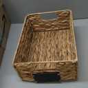 Water Hyacinth Storage Baskets Set of 4 - Foldable Seagrass Organizers with Chalk Labels,10.8x9x4.9 Inch,Rectangular Woven Pantry Bin for Shelves