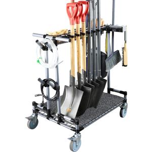 Heavy-Duty Garden Tool Organizer Cart Ideal for Gardening, Upgraded 5-Inch Wheels for Lawn & Sand, Long-Handle Tool Storage