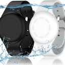 R-fun Waterproof for Air Tag Bracelets [2 Pack] Compatible with Apple Air Tag Finders with Soft Silicone,Anti Lost GPS Item Finders Case Cover,Black/White