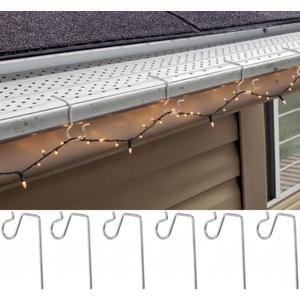 Hotop 120 Pieces Christmas Gutter Lights Clips for Hanging Stainless Steel Outdoor Guard Gutter Hook Christmas Light Hooks Clips for Outdoor Xmas Lights (Silver)