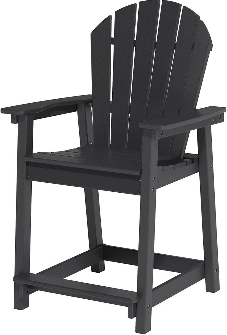 OTSUN Outdoor Tall Adirondack Chair, HDPE Weather Resistant Outdoor Chair for Garden, Backyard, Poolside, Capacity 400LBS (2 PCS, Black)