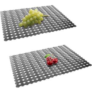 2Pack Kitchen Sink Mat for Stainless Steel/Ceramic Sinks, PVC Eco-friendly Protectors for Bottom of Kitchen Sink, Adjustable, Fast Draining, Dots Design, 11.8x15.7 (Black Translucent)