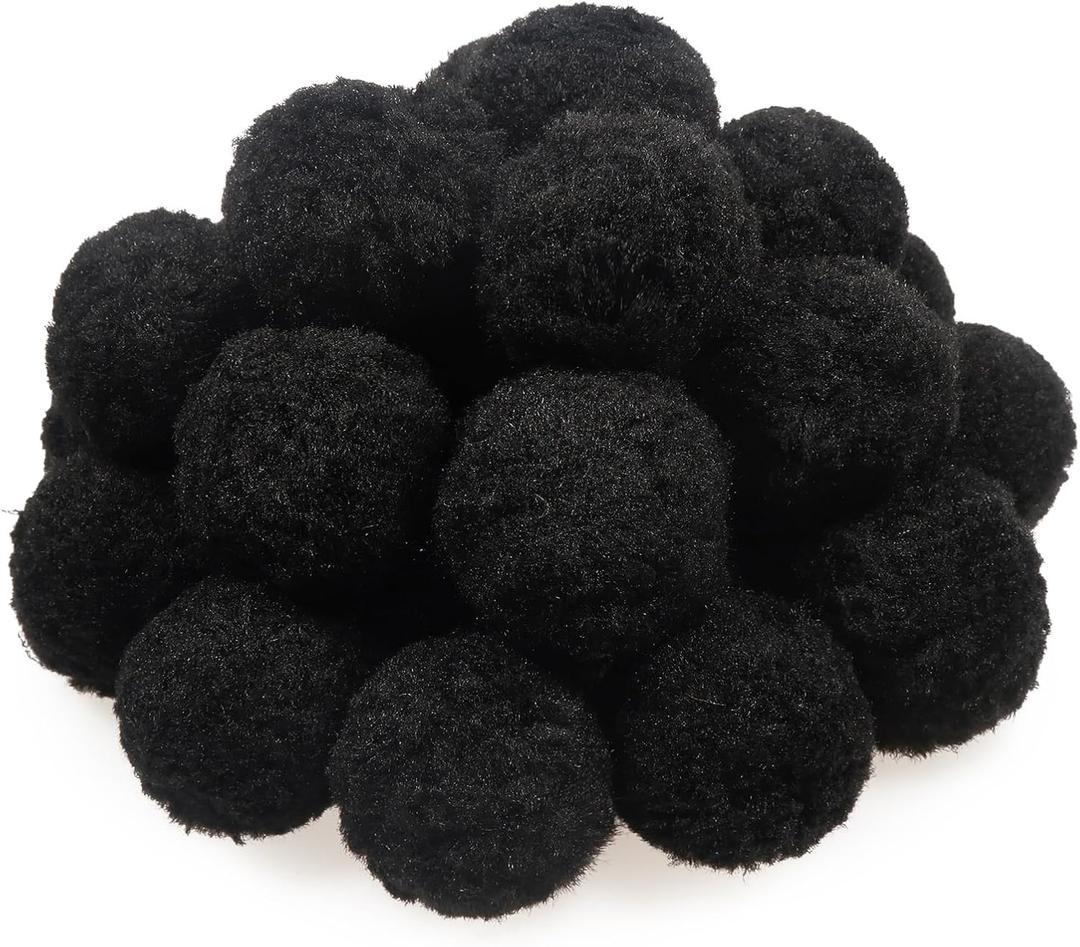 TOAOB 30pcs Large Pom Poms 2 Inch Black Craft Pom Poms Fuzzy Pompoms Balls for DIY Arts and Crafts Projects Home Decorations
