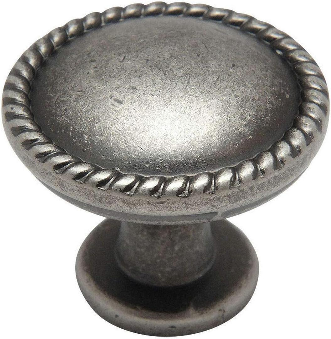 Cosmas 10 Pack 4115WN Weathered Nickel Rope/Scroll Cabinet Hardware Knob - 1-1/4" Inch Diameter