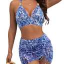 Blooming Jelly Womens High Waisted Bikini Sets Two Piece Tummy Control Swimsuits 2026 Mesh Swim Skirt Bathing Suit (L)
