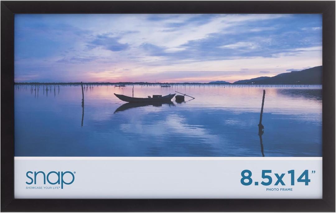 Snap - 8.5"x14" Black Wood Wall Photo Frame - Perfect for Showcasing Memories in Style - Versatile and Durable Design for Home or Office Dcor - Rectangular Black TableTop - Single Picture Frame