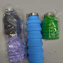 Lallisa 4 Pcs Collapsible Water Bottles 17 oz Reusable Silicone Foldable Travel Water Bottle Portable Leak Proof Sports Water Bottles for Gym Camping Hiking (Blue, Purple, Gray, Green)
