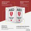 AED Wall Mount Sign 2-Pack | 3D Projecting Automated External Defibrillator Safety Signage for the Workplace, 6" x 8" x 4"