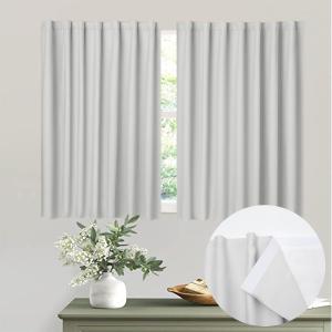 Muamar No Drill Blackout Curtain, Easy Install Window Curtain Panels, Portable Bedroom Curtains 2 Panel Sets, Light Blocking Shades for Window (Greyish White, 34" W x 45" L)