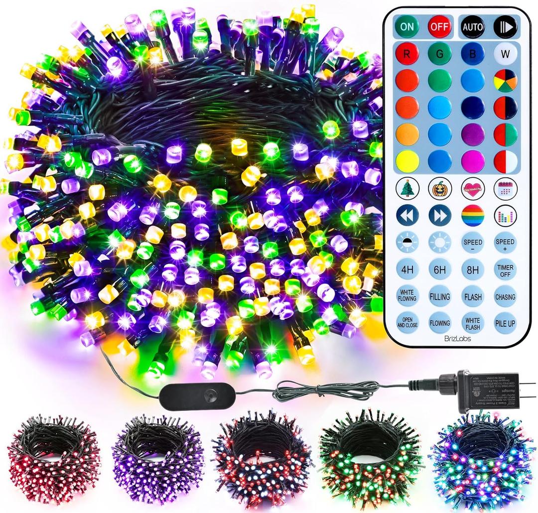 Brizled Color Changing Mardi Gras Lights, 66ft 200 LED RGB String Lights Music Sync, 120+ Modes Remote Dimmable Outdoor Christmas Light, Mini Tree Light Indoor Plugin for Xmas Halloween Party Decor
