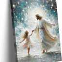 RDXLTOFO Jesus Wall Art Large:Contemporary Painting Canvas Print Bible Verse Artwork For Dining Room Decor and Catholic Home Decor And Home Office Family Room Decoration (24inx36in canvas)