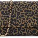 U+U Small Crossbody Bags for Women, Clutch Bag with Removable Chain, Card Slots & Phone Pocket - Lightweight Purse (10Colors) (Leopard)