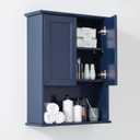 Navy Blue Bathroom Cabinet Wall Mounted W/ 2 Door Adjustable Shelf, 23x29