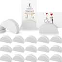 24 Pcs Large Size Stable Wooden Table Number Holders 2. 4 Inch Wedding Table Name Stand Semicircular Design Place Card Holder Office Tag Photo Menu Banquet Birthday Party Restaurant(White)