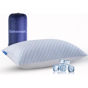Gehannah Travel Pillow - Large 1 Pack Compressible Camping Pillow for Sleeping - Shredded Memory Foam with 2 Storage Bags - Supportive for Adults, Kids, Outdoor, Backpacking, Hiking Gear (Blue White)