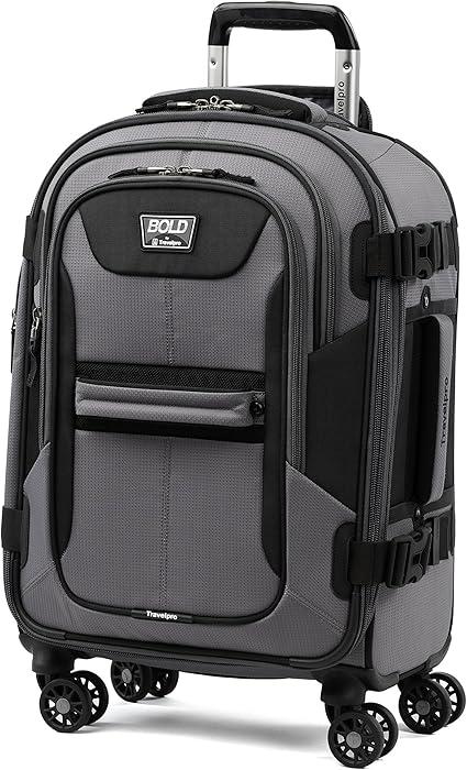 Travelpro Bold Softside Expandable Carry on Spinner Luggage, Carry on 21-Inch, Grey/Black