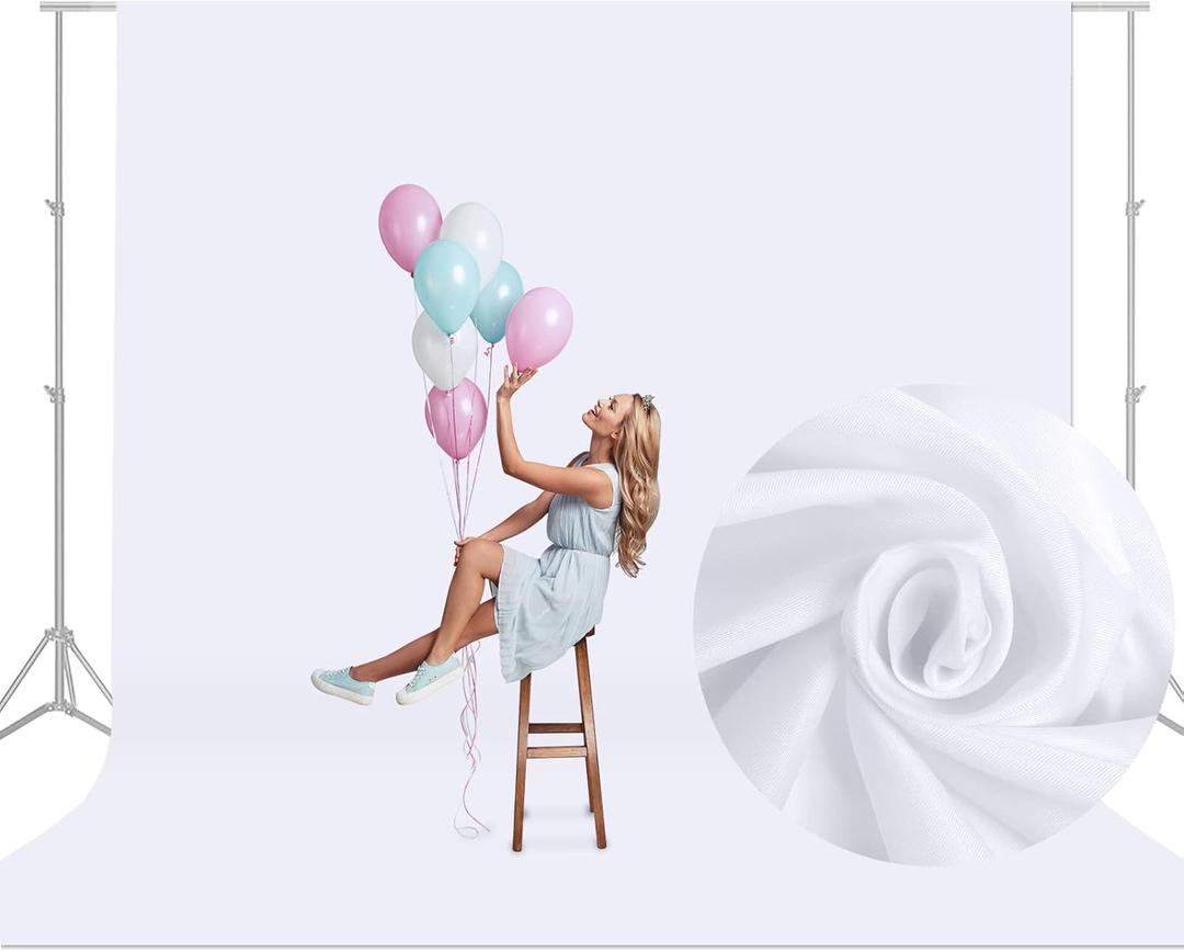 Aimosen 10x10 FT White Backdrop Background for Photography, Large Pure Photo Backdrop Curtain Drapes, High Density Screen Backdrops for Party Portrait Photoshoots Booth Video Studio