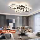 Shine LUEST Modern Ceiling Light, 41.3'' Dimmable LED Black Flush Mount Ceiling Lights with Remote Acrylic Round Ceiling Lamp Fixture for Low Ceiling Bedroom Living Room Dining Room, 108W