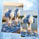 Yinder 6 Set Blue Wedding Flower Table Centerpieces Artificial Hydrangea Flowers Coastal Seashell Starfish Vase Table Decorations Blue White Floral Arrangement for Baby Shower Wedding Party Decor